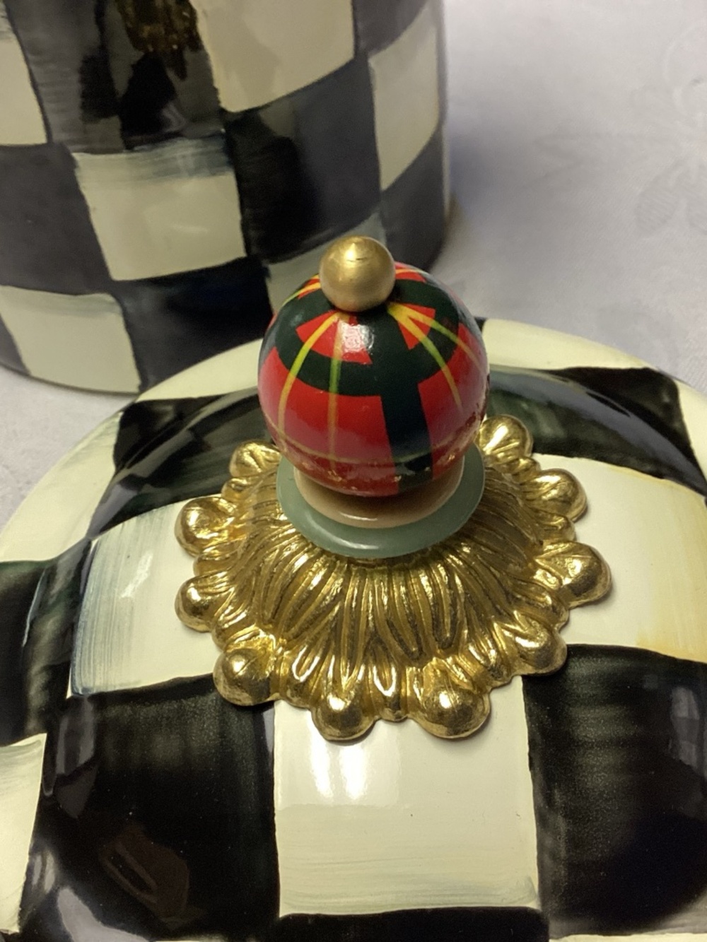 Mackenzie Child COURTLEY check cannister. New - Picture 10 of 12